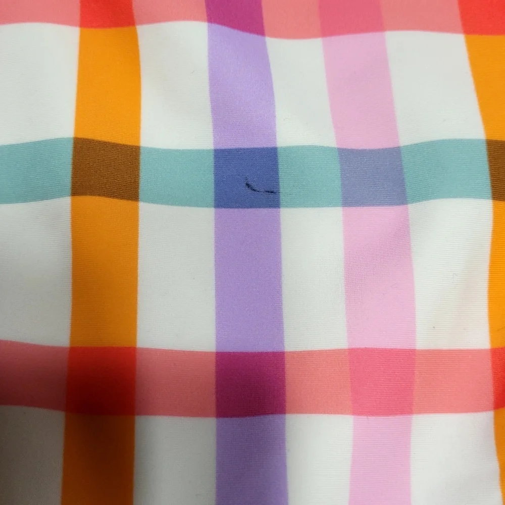 NWT! Kona Sol High-Waist Plaid Swim Bottoms Brief, Size XL (16)